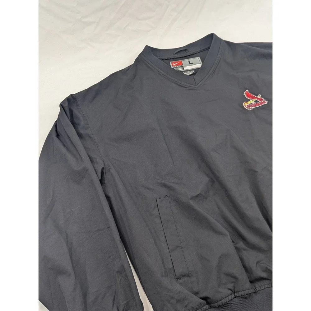 TEAM NIKE St Louis Cardinals Windbreaker Jacket Large Black Vintage MLB Pullover